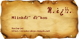 Mlinkó Ákos névjegykártya